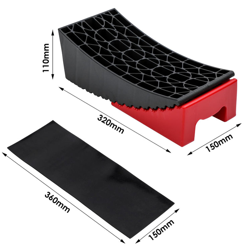 Caravan Levelling Ramps with Chocks Set Red & Black 40x15x11