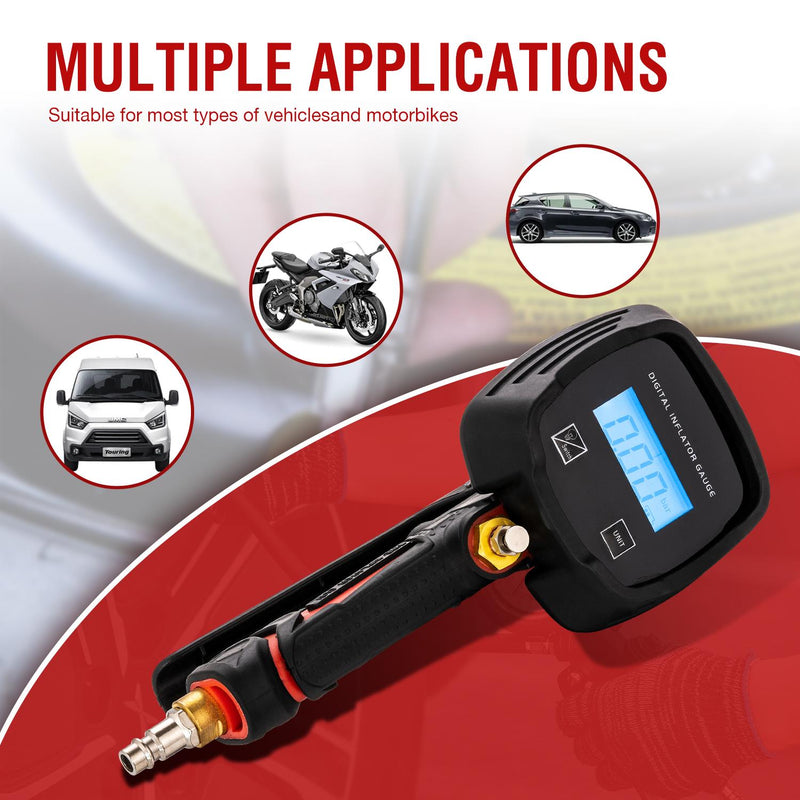 Tire Inflator Gauge Digital 2 Colour Handle