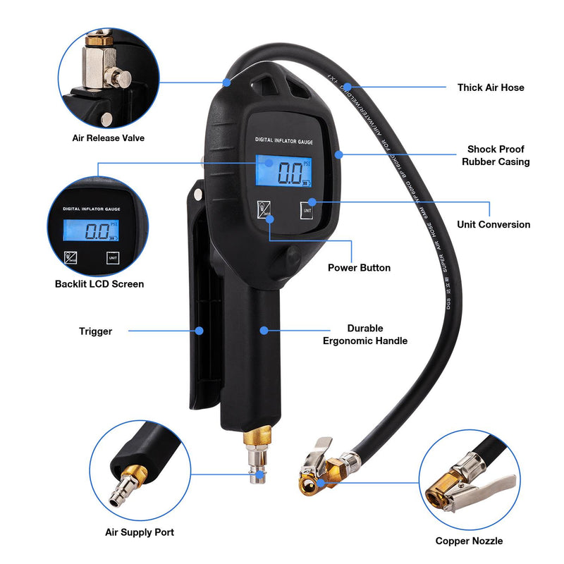 Tire Inflator Gauge Digital