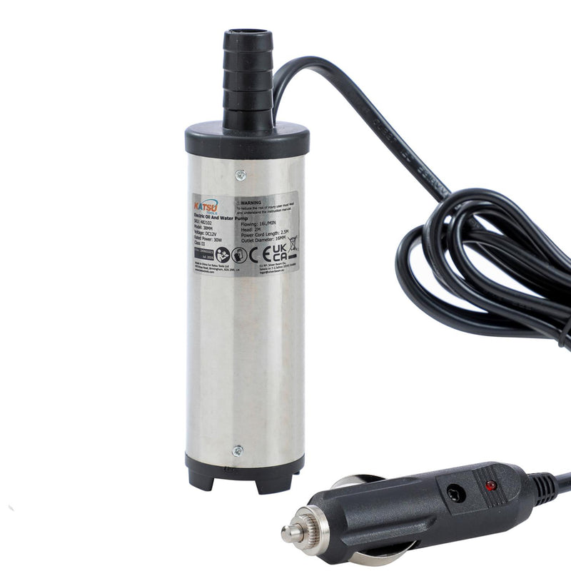 12V 38mm Stainless Steel Submersible Water Pump Diesel Fuel Transfer Pump with Cigarette Plug