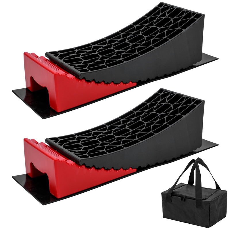 Caravan Levelling Ramps with Chocks Set Red & Black 40x15x11