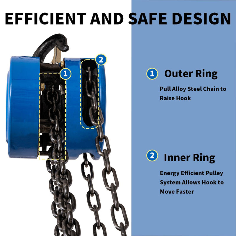 Chain Hoist Chain Block 3M 1Ton - Blue