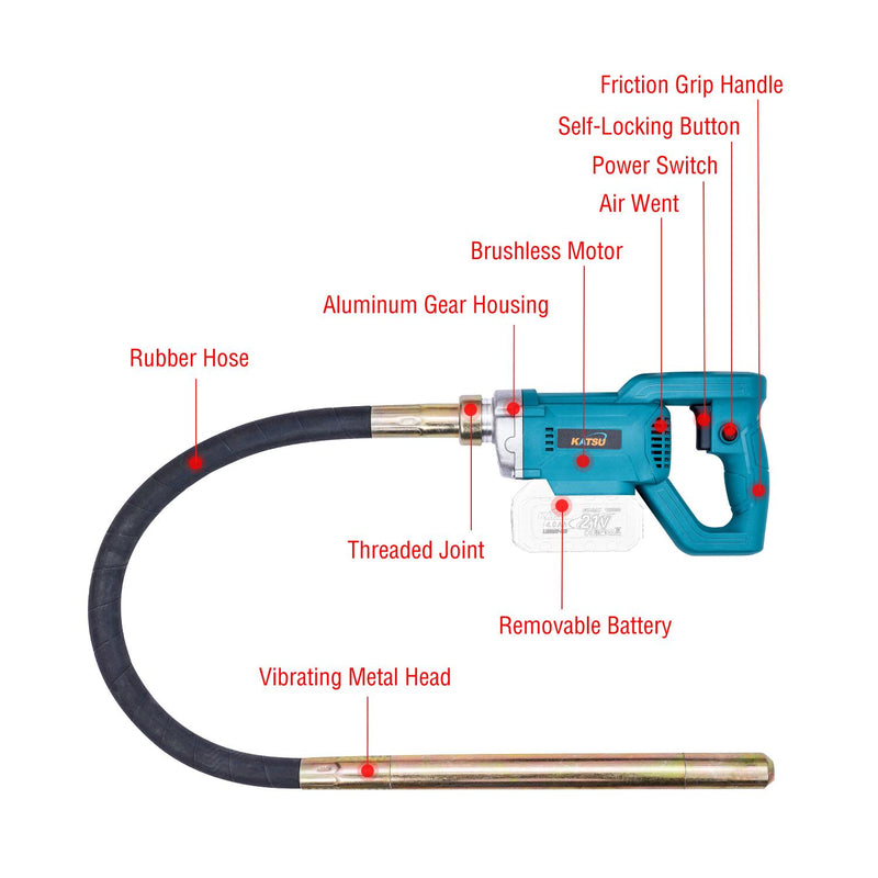 FIT-BAT Concrete Vibrator With Hose 1.2M No Battery