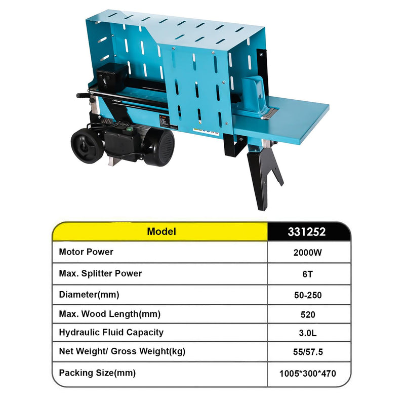 Wood Electric Wood Splitter 6T 2000W HLS6T-52