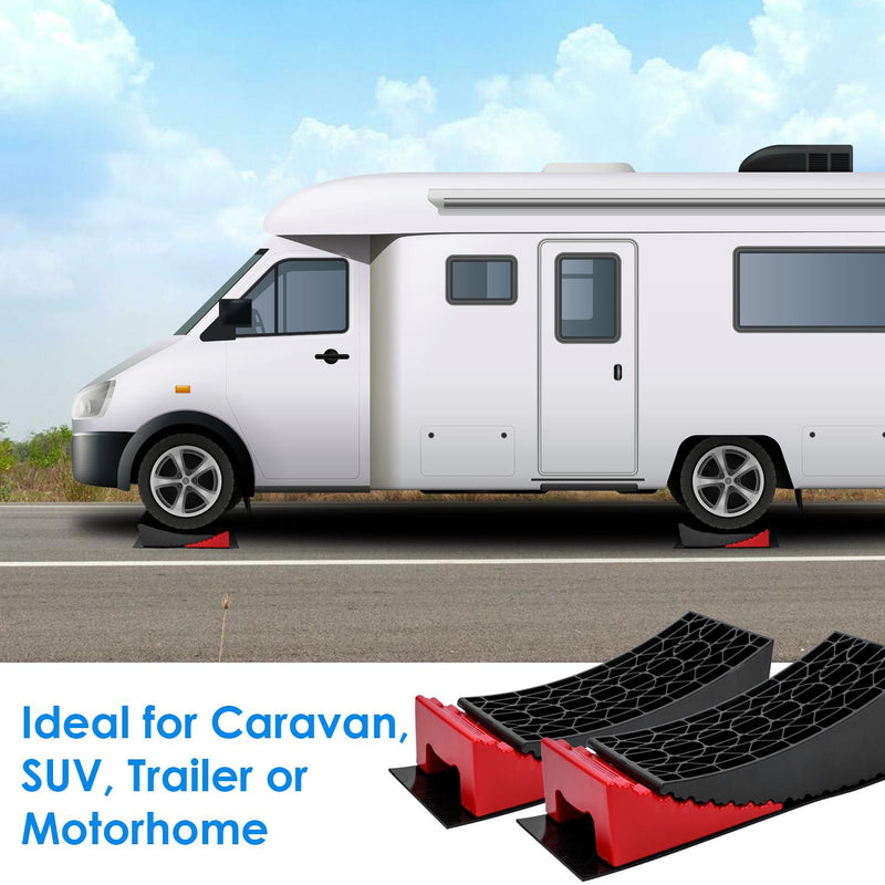 Caravan Levelling Ramps with Chocks Set Red & Black 40x15x11