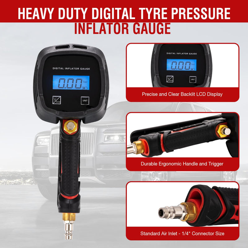 Tire Inflator Gauge Digital 2 Colour Handle