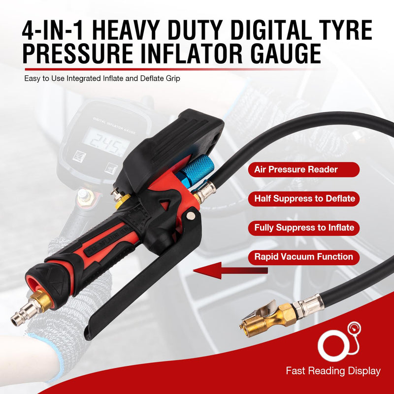 Tire Inflator Gauge Digital 2 Colour Handle