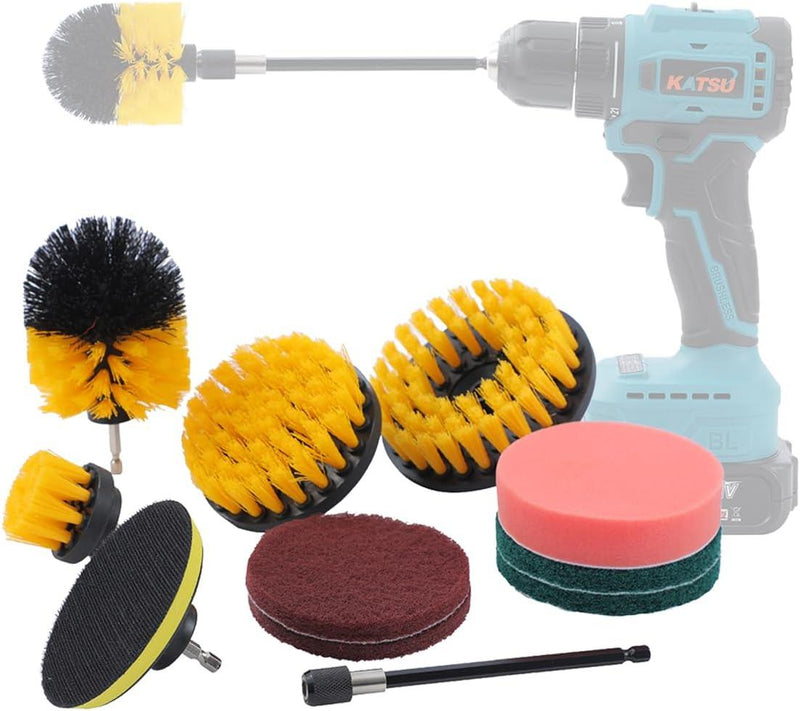 11 PCs Drill Brush Power Scrubber With Shaft