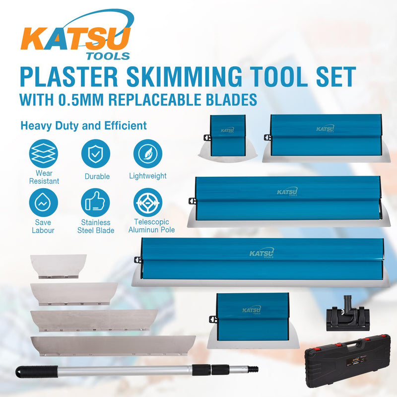 Skimming Plastering Tool Set 25,40,60,80cm In Plastic Case