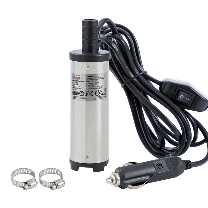 12V 38mm Stainless Steel Submersible Water Pump Diesel Fuel Transfer Pump with Cigarette Plug