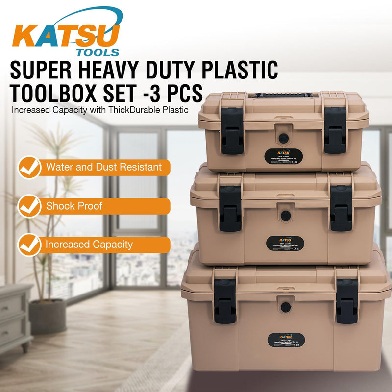 Heavy Duty Plastic Tool Box Set 3PCs