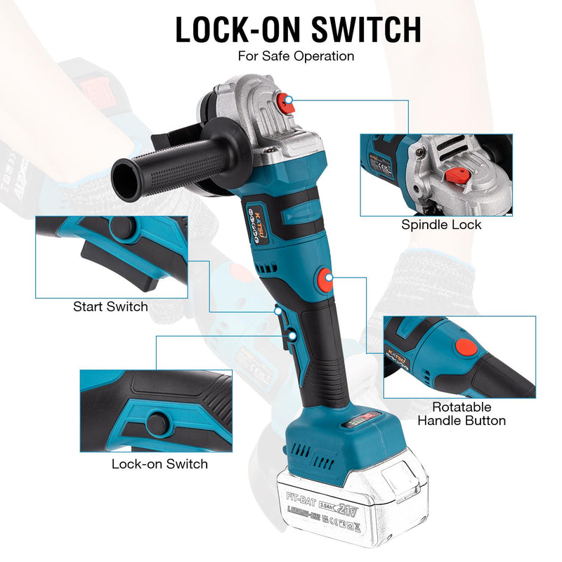 FIT-BAT Angle Grinder 115mm Rotating Handle