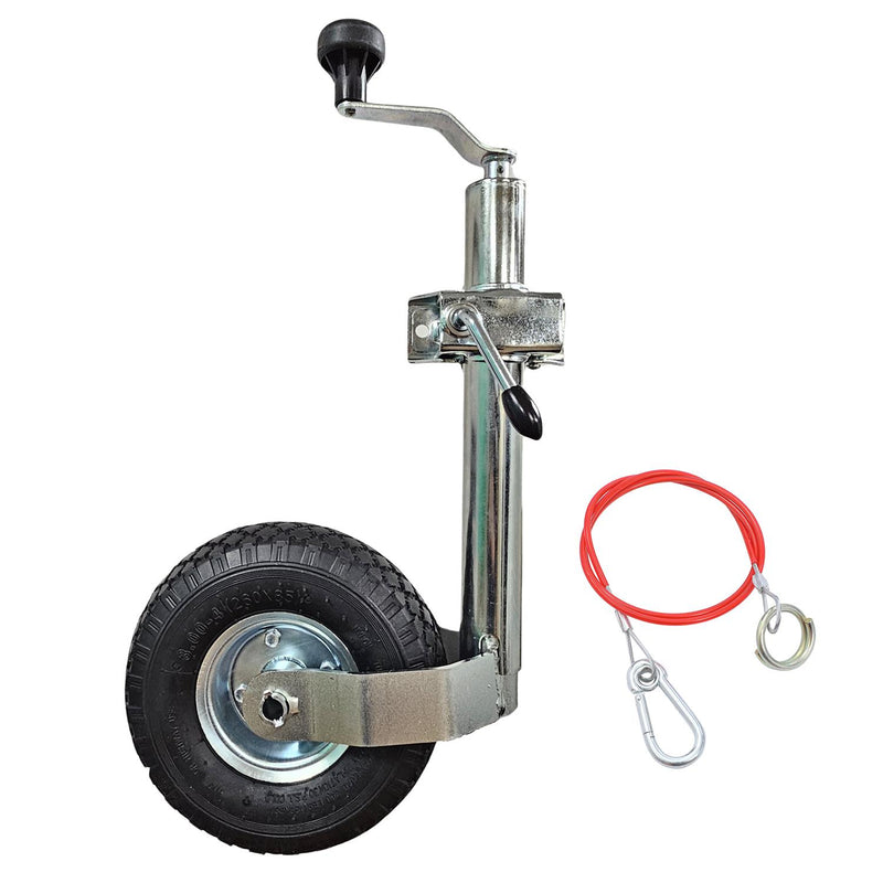 Caravan Trailer Jockey Wheel Inflatable 10" 150KG With Cable