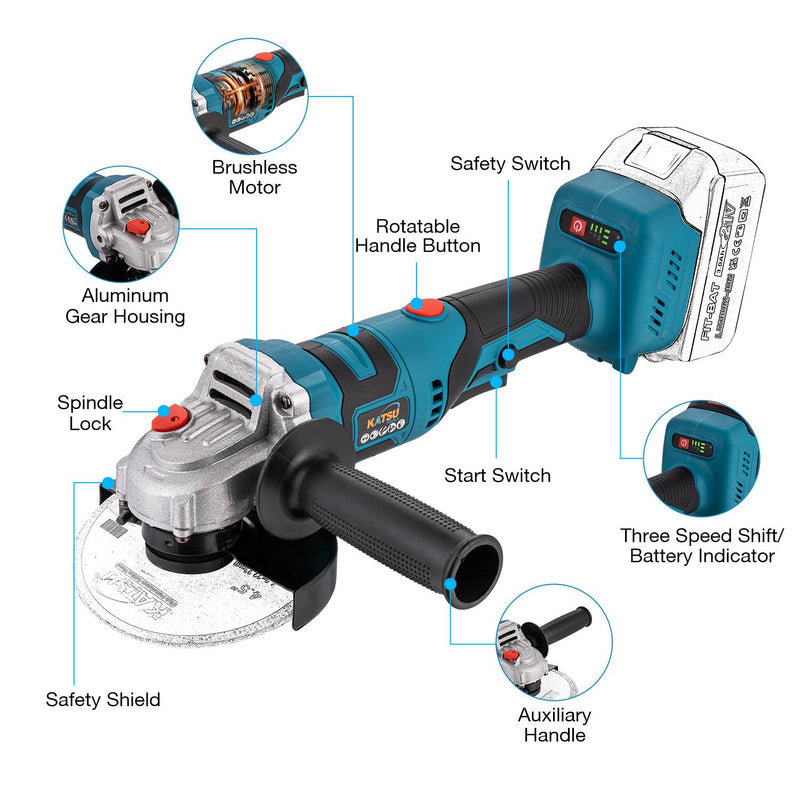 FIT-BAT Angle Grinder 115mm Rotating Handle