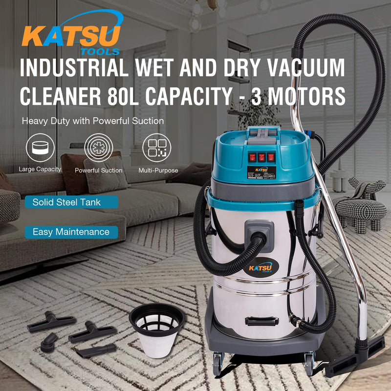 Industrial Vacuum Cleaner 80L - 3Motors