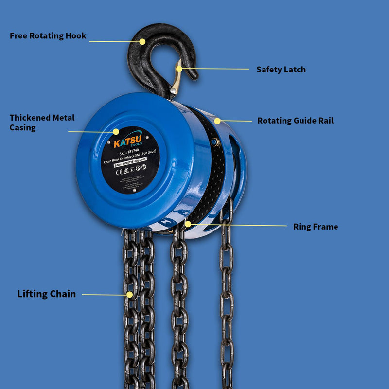 Chain Hoist Chain Block 3M 1Ton - Blue