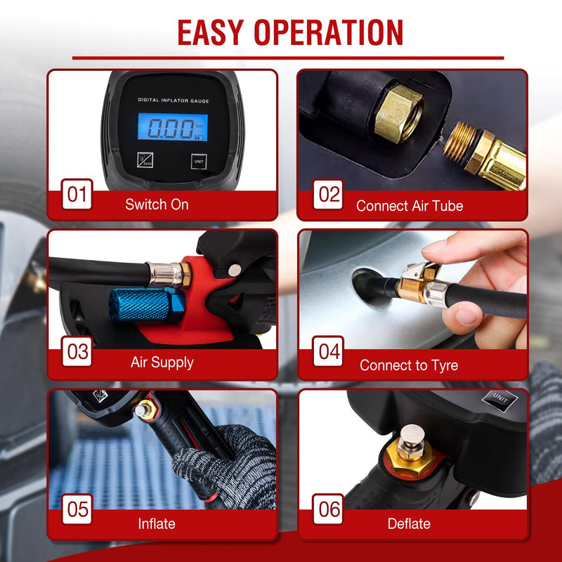 Tire Inflator Gauge Digital 2 Colour Handle